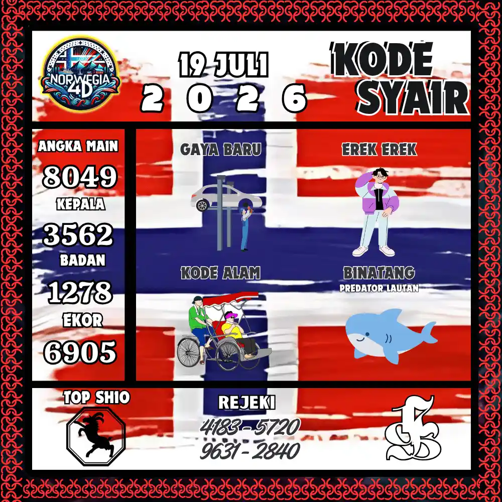 Kode Syair Norwegia4D  Pools - Juli 2026
