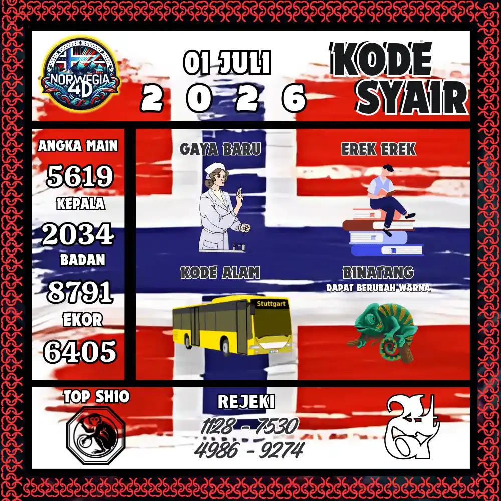 Kode Syair Norwegia4D  Pools - Juli 2026
