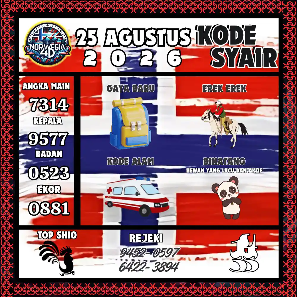 Kode Syair Norwegia4D  Pools - Agustus 2026
