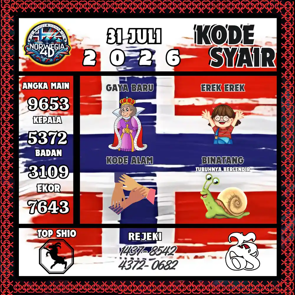 Kode Syair Norwegia4D  Pools - Juli 2026
