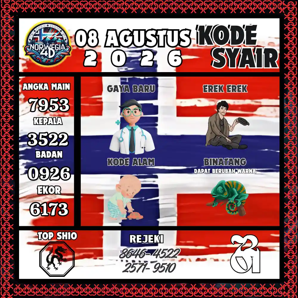 Kode Syair Norwegia4D  Pools - Agustus 2026
